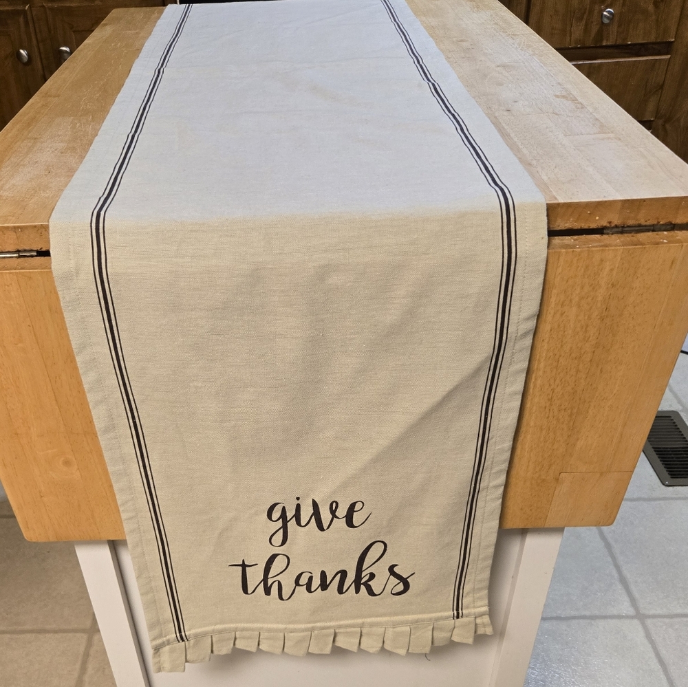 Cream Table Runner with Black Stripes
